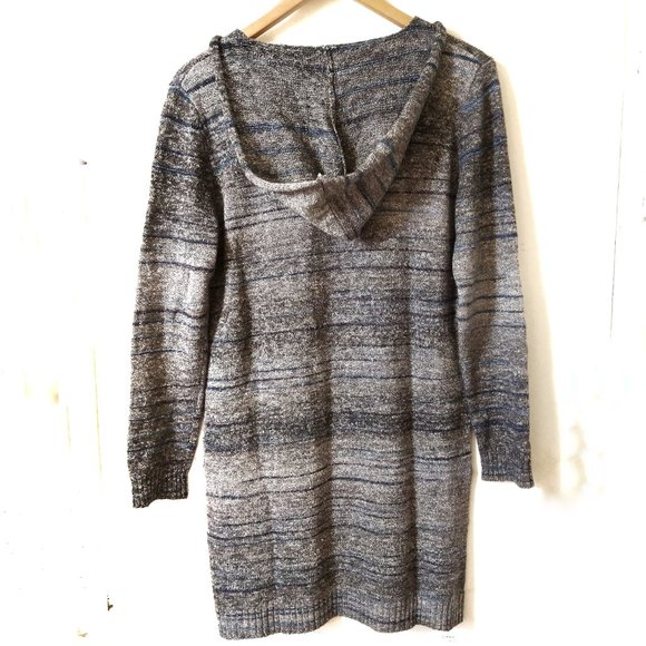 Gray Long Sleeve Hooded Sweater Dress Size Med - Picture 2 of 4